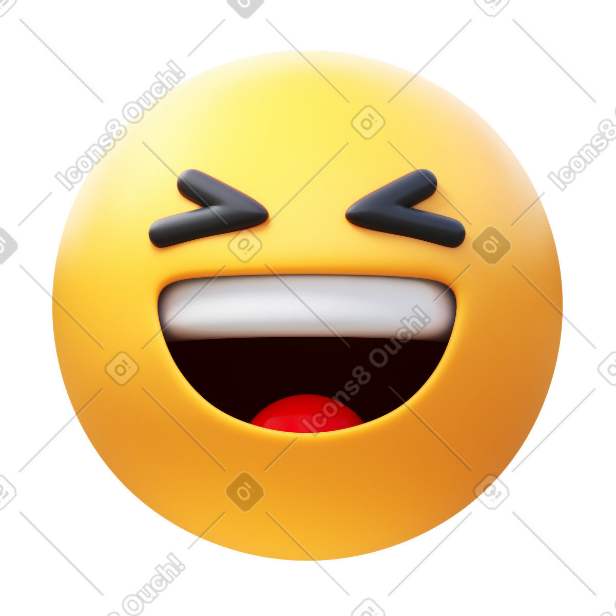 Grinning squinting face illustrazione in stile 3D Fluency scarica in PNG, SVG