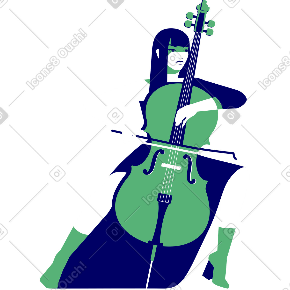 Woman playing cello illustrazione in stile Lounge scarica in PNG, SVG