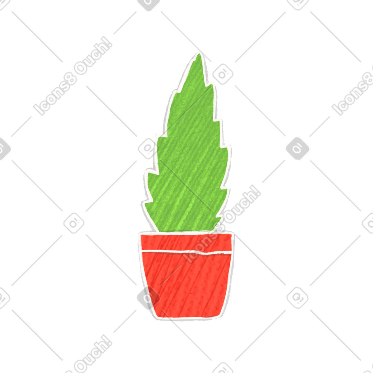 Illustration Red pot with green bush dans le style Crafty à télécharger aux formats PNG, SVG