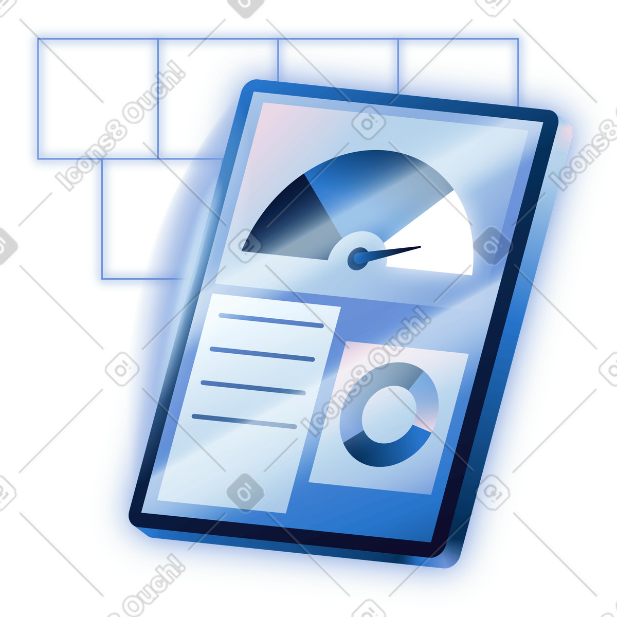 Performance tracking, Business analytics, Dashboard interface with gauge meter illustration in Dimension style download in PNG, SVG