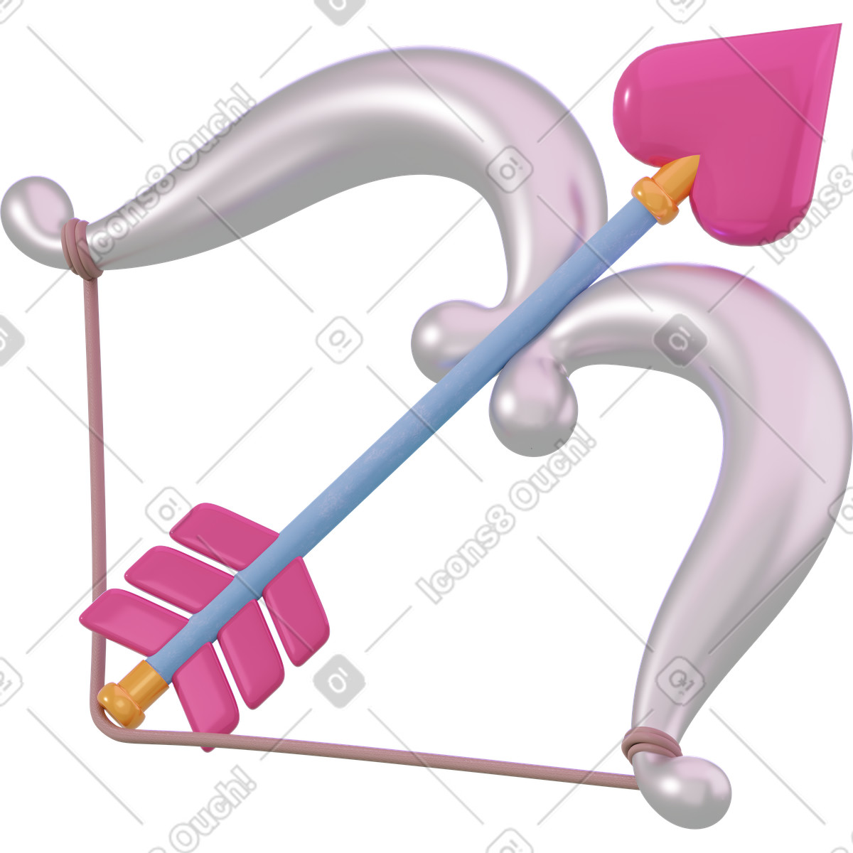 Ilustración El arco de cupido en estilo 3D Holidays a descargar en PNG y SVG