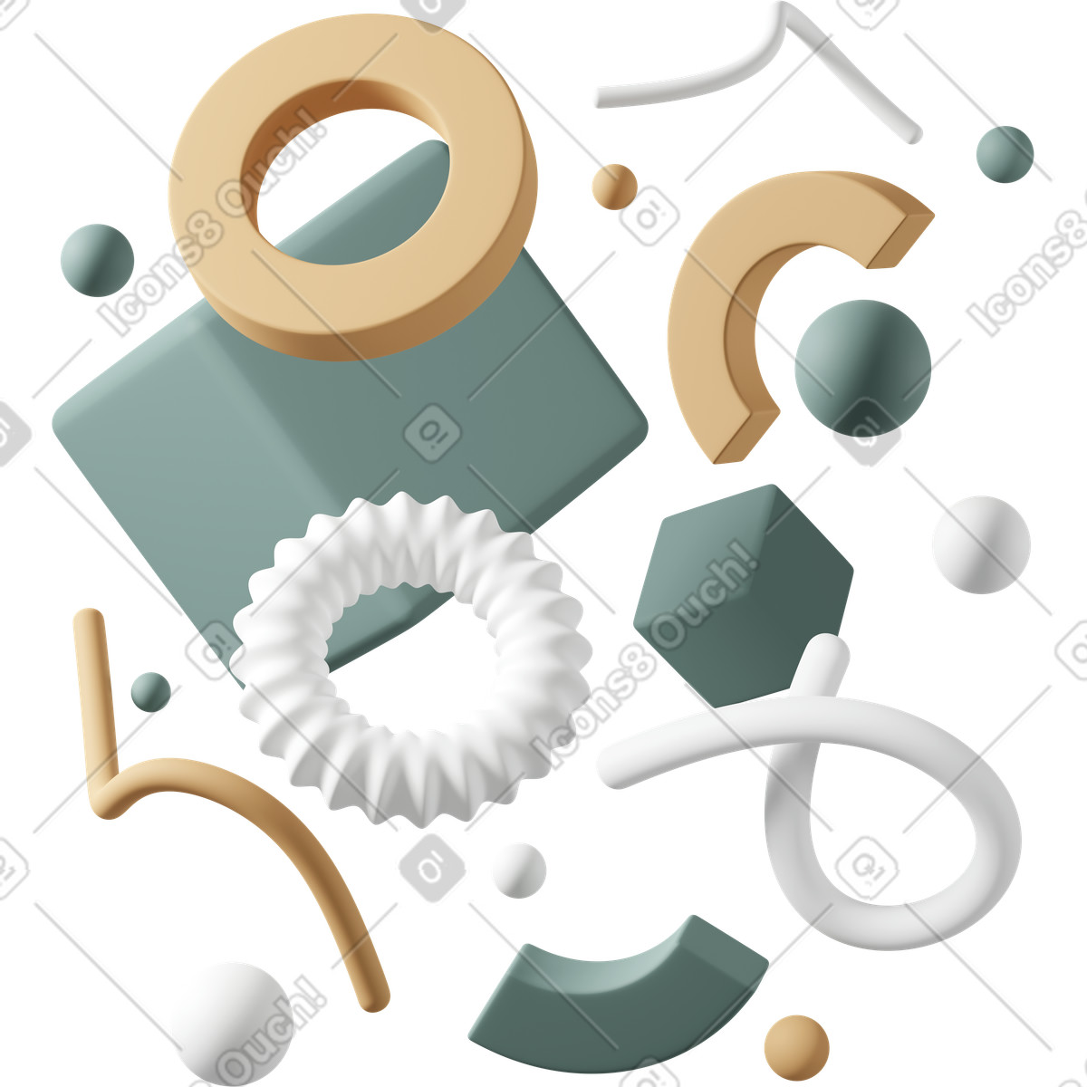 下载 3D Casual life 风格的 Abstract composition with shapes 插画，支持 PNG、SVG 格式