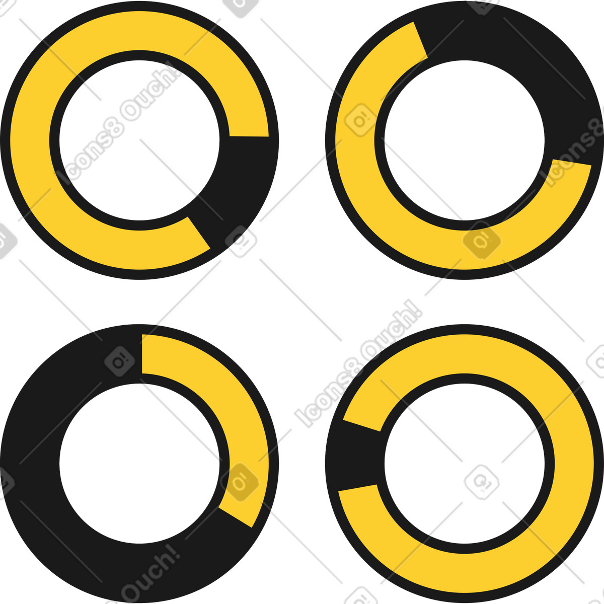 Taxi スタイルの 4 つの円グラフ のイラストをPNG、SVG形式でダウンロード