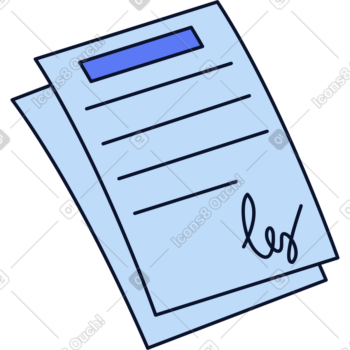 Signed documents illustration in Flexy style download in PNG, SVG