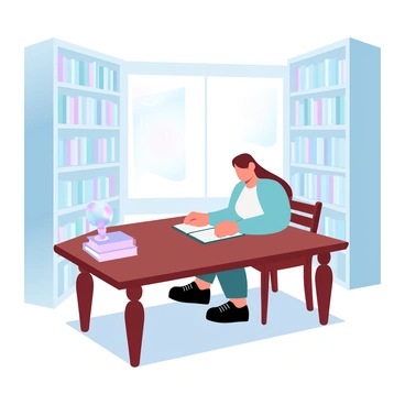 A student is sitting at a large wooden table in the center of a quiet, grand library. The student is surrounded by towering bookshelves filled with books of various sizes and colors. Soft, natural light filters through tall windows, casting a warm glow on the pages of an open book in front of the student. A classic wooden chair supports the student as they lean forward, intently reading. An ornate globe is positioned in one corner of the table, and a stack of additional books rests nearby. A tapestry hangs on the wall, adding to the library's historic charm.
