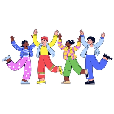 A group of individuals performing jumping jacks in a vibrant outdoor setting. Each person is wearing distinct traditional attire from various cultures, showcasing colorful patterns and fabrics. The dancers are energetically moving in unison, with their arms raised and legs spread wide during the jumping jacks. The scene captures the lively atmosphere of cultural expression through movement, with each dancer smiling as they engage in this fusion of dance and exercise.