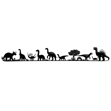 A horizontal timeline featuring distinct sections for different geological periods. Each section contains detailed illustrations of various dinosaurs in their natural habitats. The early section shows "Triceratops" grazing among ferns, while another part depicts "Tyrannosaurus rex" hunting in a dense forest. The timeline also includes "Brachiosaurus" towering over trees in the Jurassic section, and "Velociraptor" in a pack chasing prey in the Cretaceous area. Each dinosaur is accurately portrayed with distinct characteristics and poses, capturing their unique forms and sizes. The background includes subtle representations of shifting landscapes corresponding to each period.