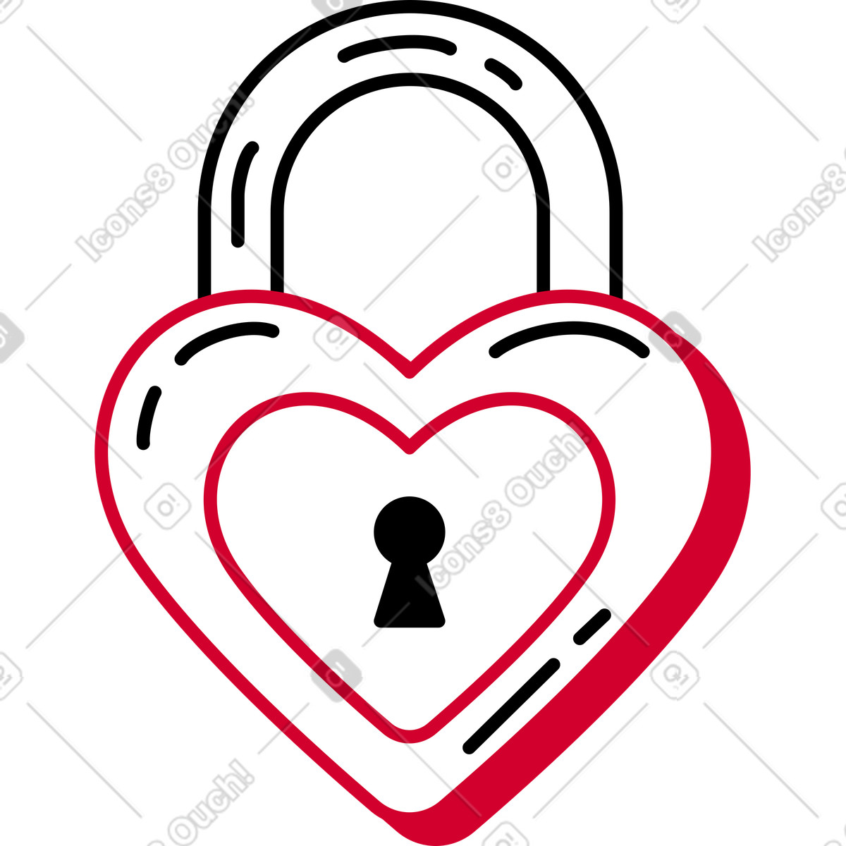 Closed lock illustration in Ruby style download in PNG, SVG