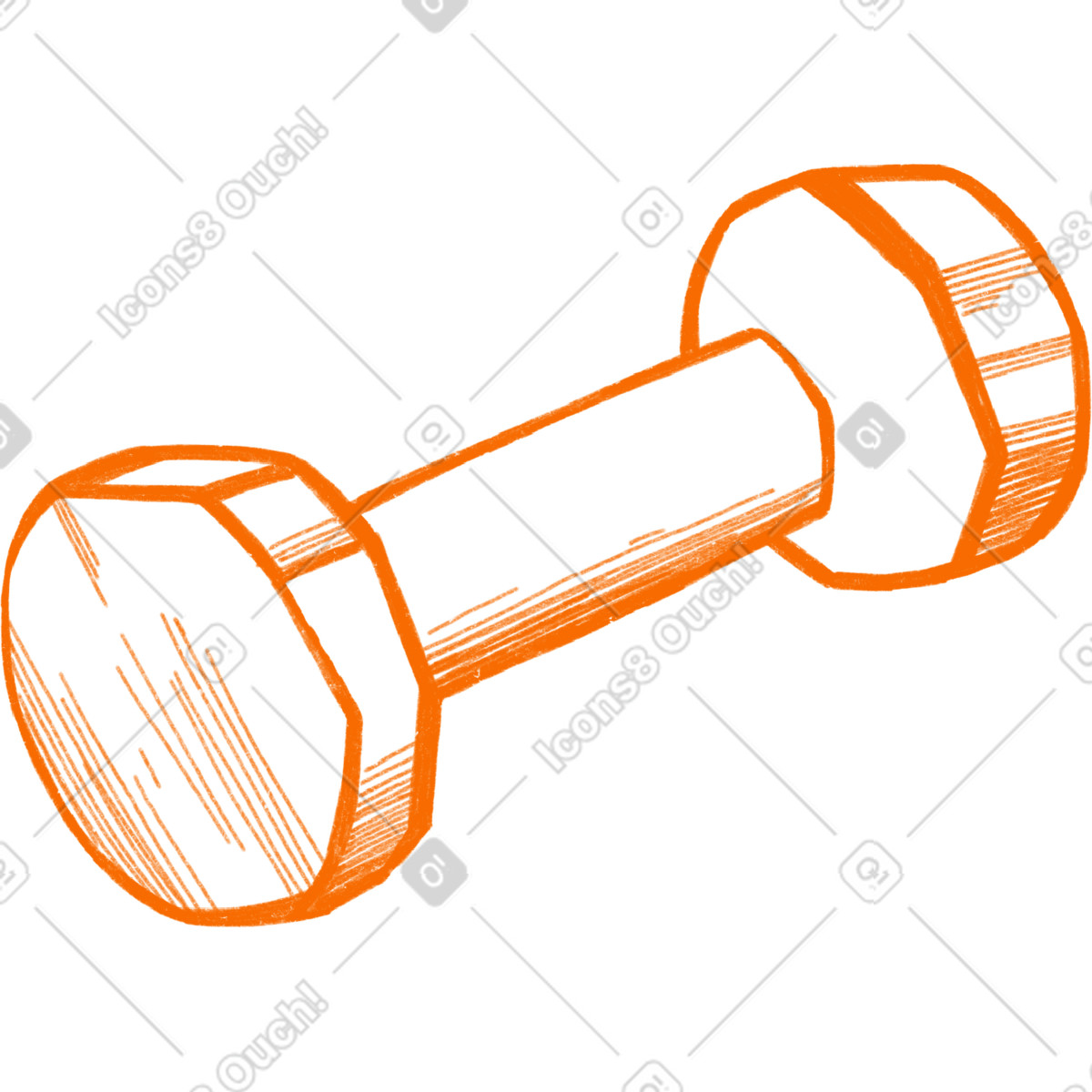 下载 Biro 风格的 Orange small dumbbell 插画，支持 PNG、SVG 格式