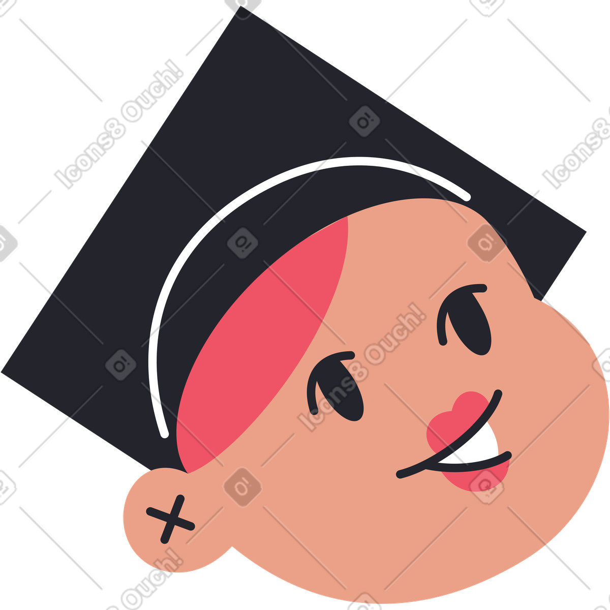 Head of a graduate in confederate illustration high-quality clipart graphics
