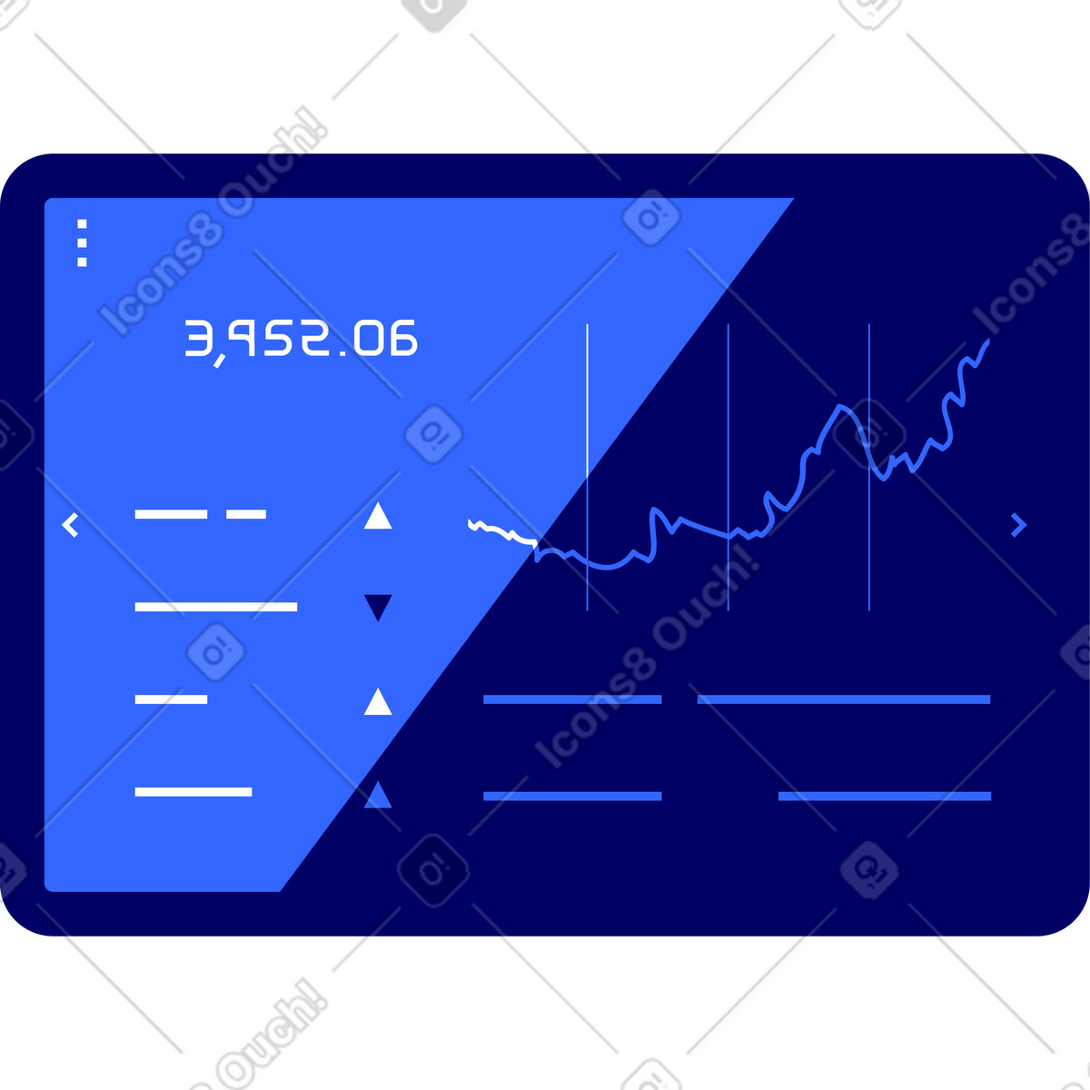 Ilustración Ipad con pantalla de sitio web financiero en estilo Lounge a descargar en PNG y SVG