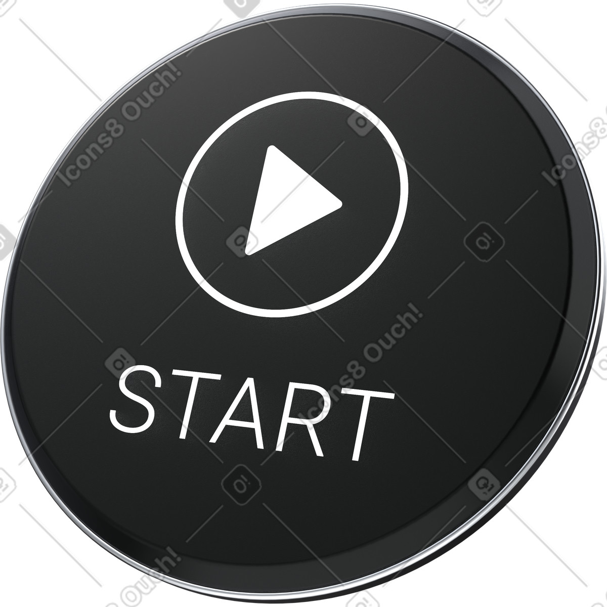 Ilustración Start button icon, Play action interface, User activation control en estilo 3D Pro a descargar en PNG y SVG