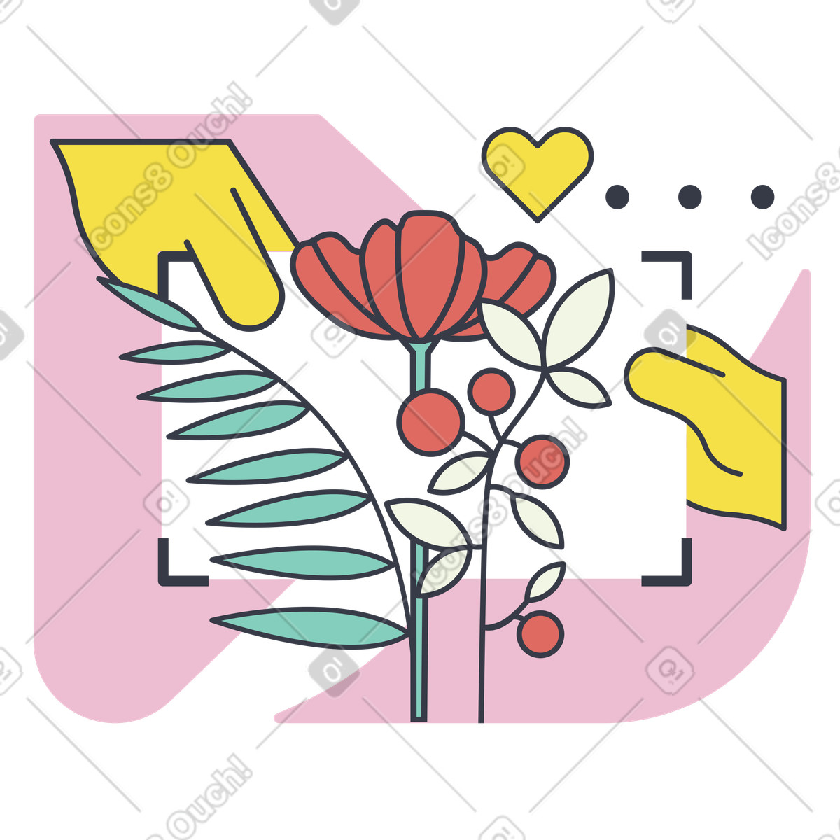 Ein foto von blumen machen-Illustration im Abstract-Stil als Download in PNG, SVG
