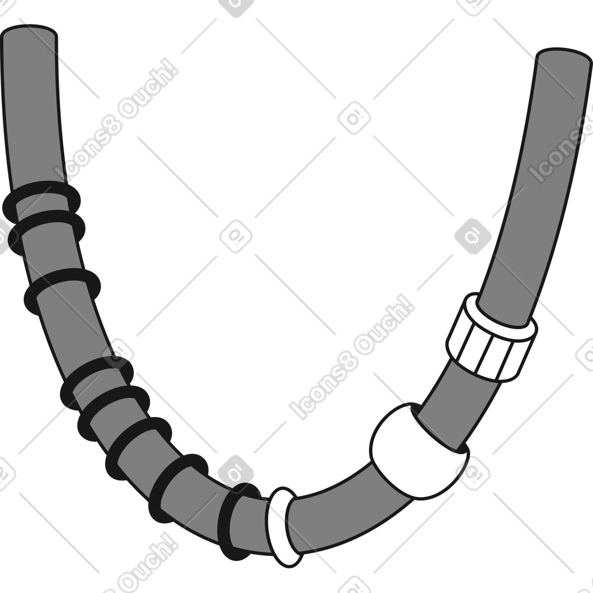 Illustration Jewelry necklace with assorted beads arranged along curved cord strand dans le style Futuristic à télécharger aux formats PNG, SVG