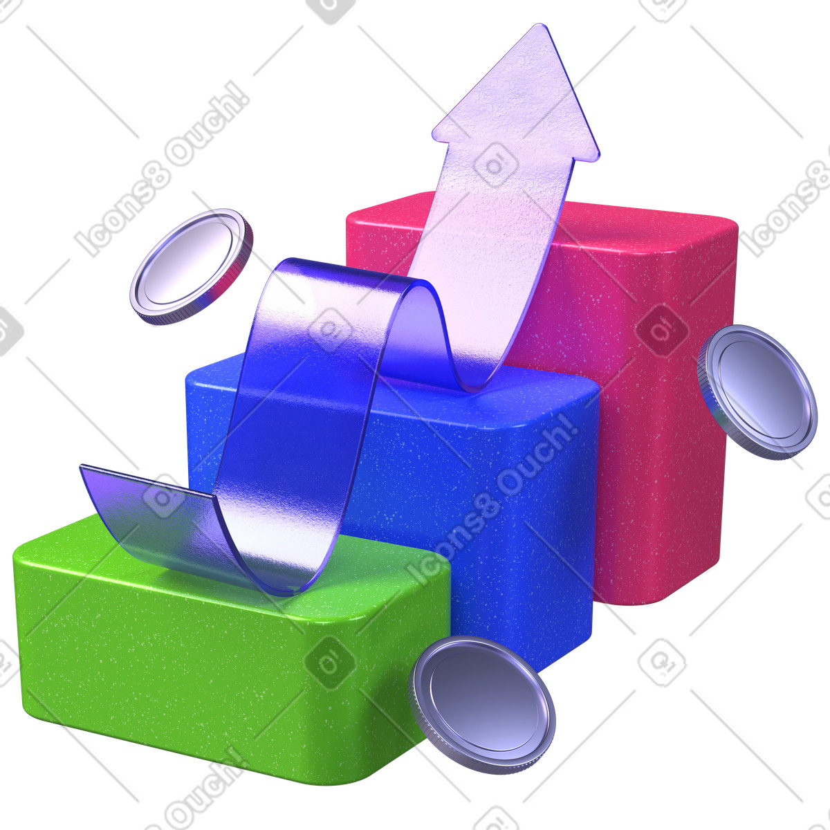 Crescita aziendale, analisi finanziaria, aumento dei profitti illustrazione in stile 3D Boost scarica in PNG, SVG