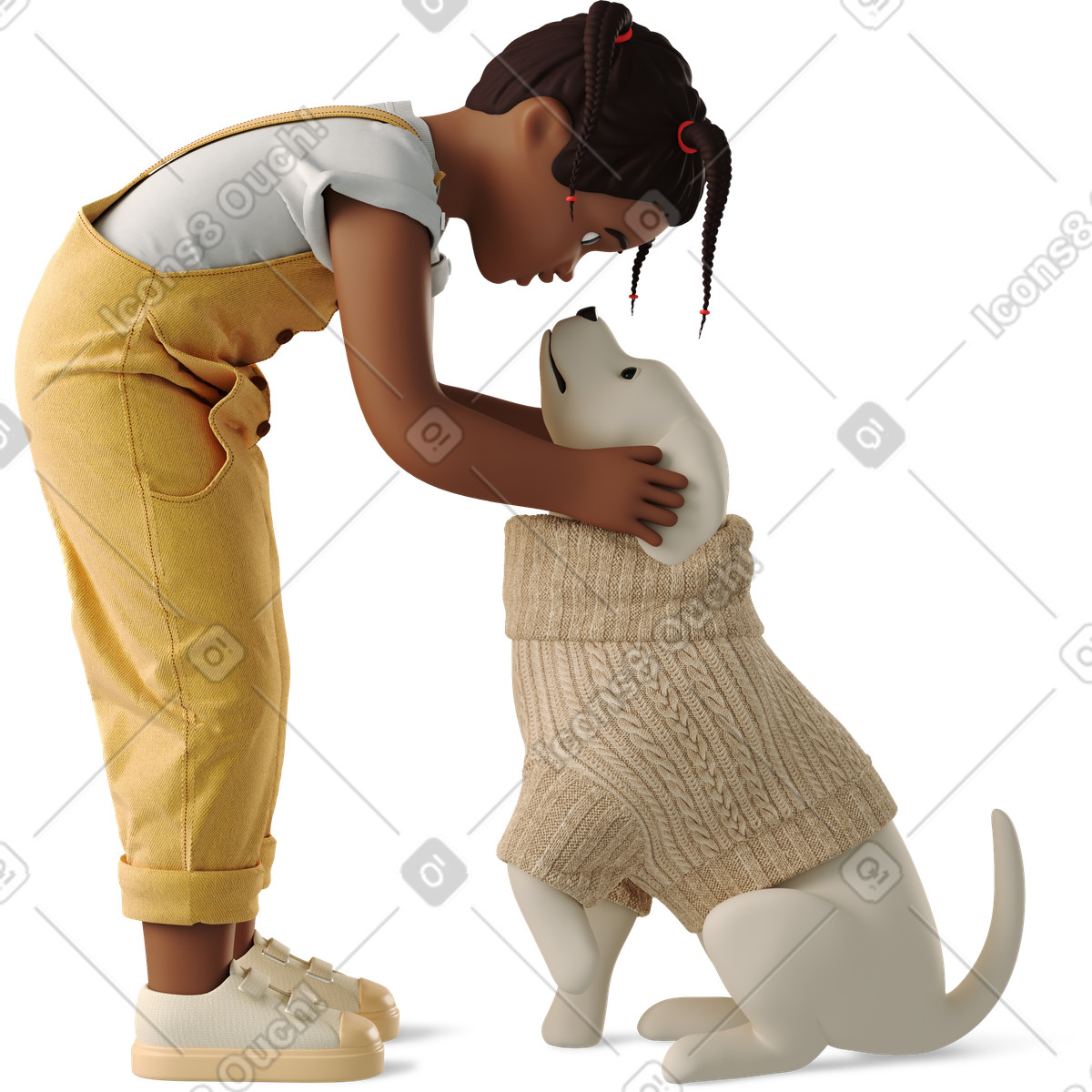 Little girl with a dog illustration featuring animal clipart available in PNG