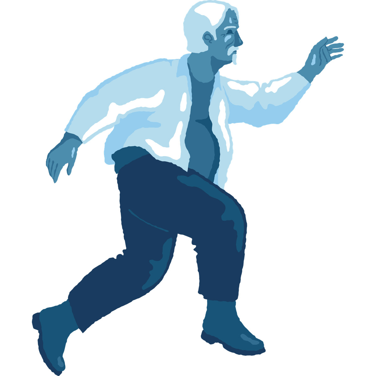 Old man jumping side view illustrazione in stile Cherry scarica in PNG, SVG