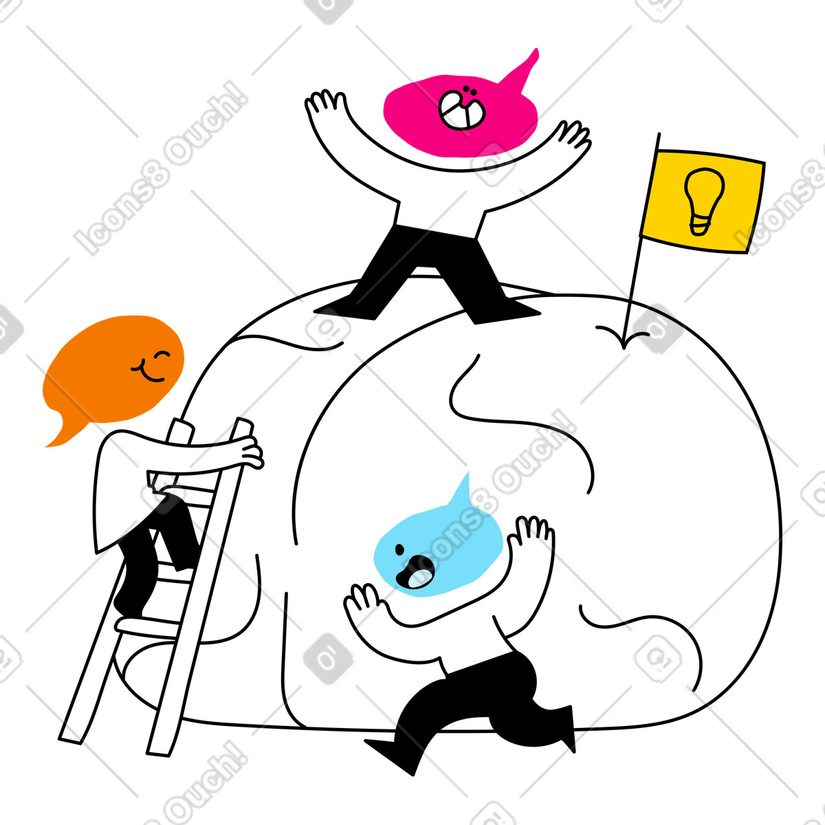Characters generating ideas for business illustration clipart in PNG SVG