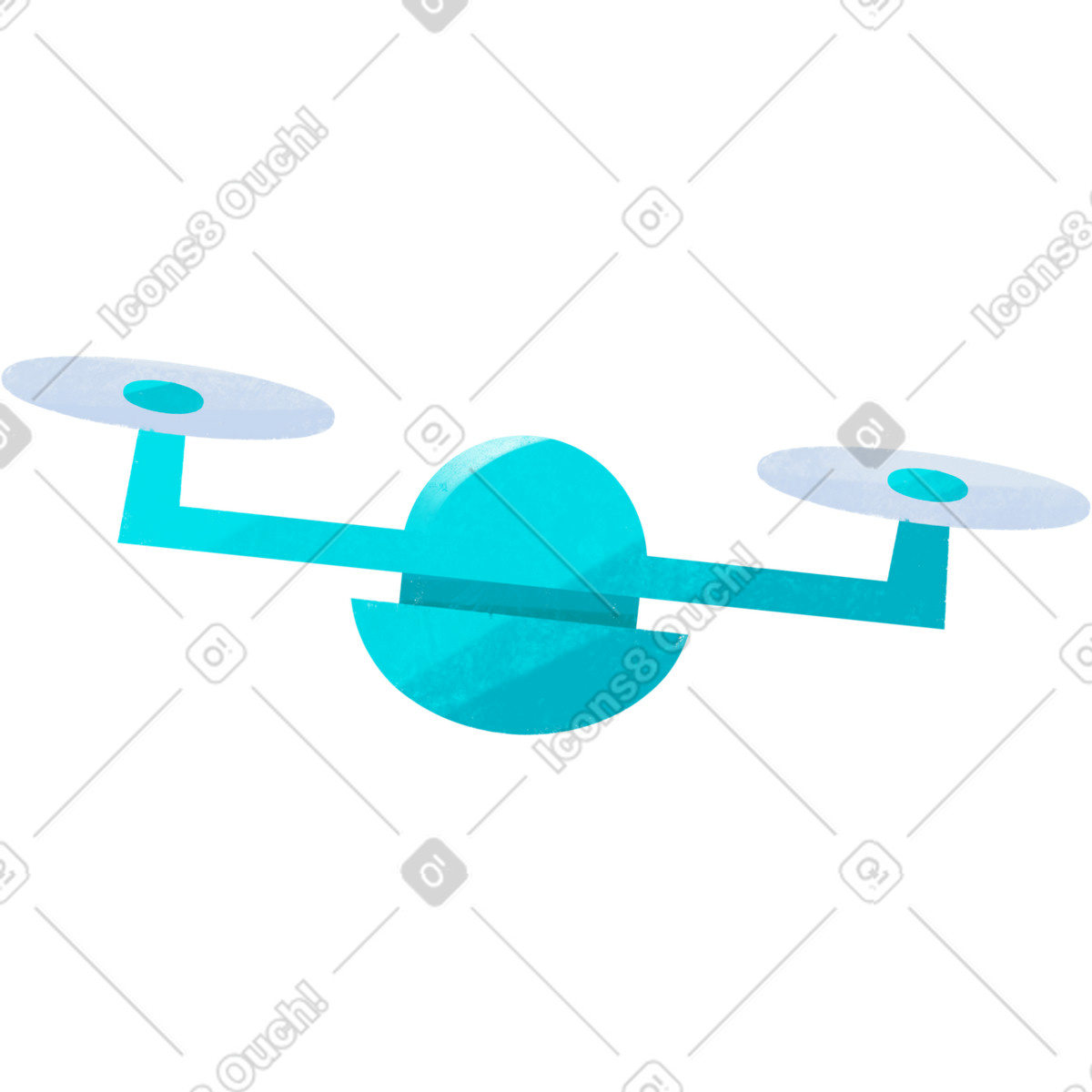 Blue drone-Illustration im Bonbon-Stil als Download in PNG, SVG