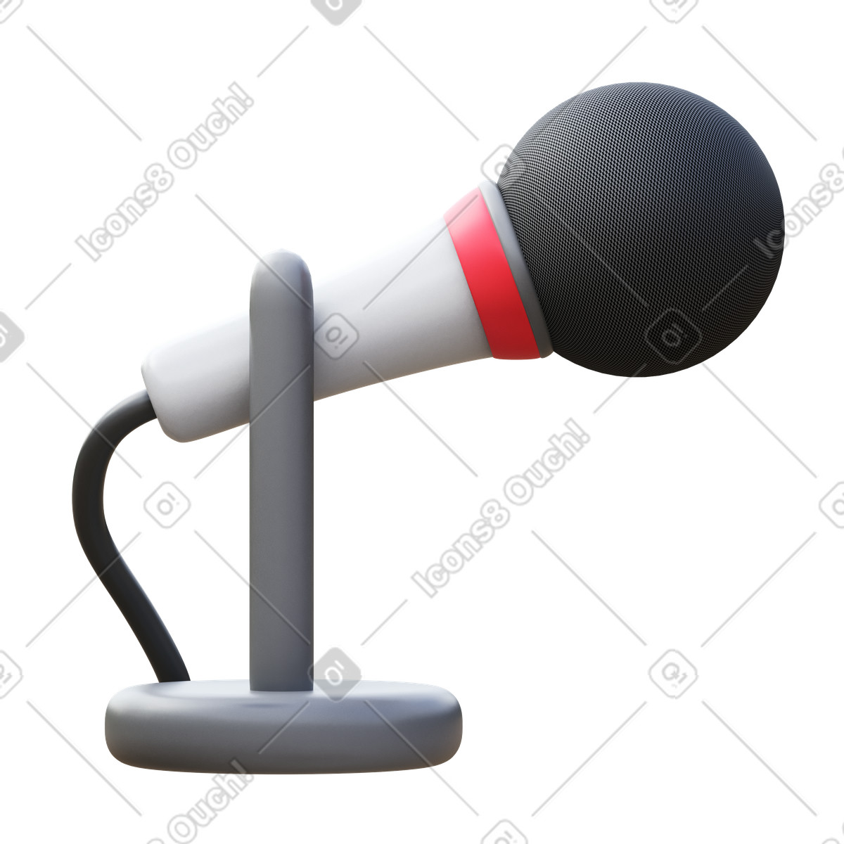 Mikrofon-Illustration im 3D Fluency-Stil als Download in PNG, SVG