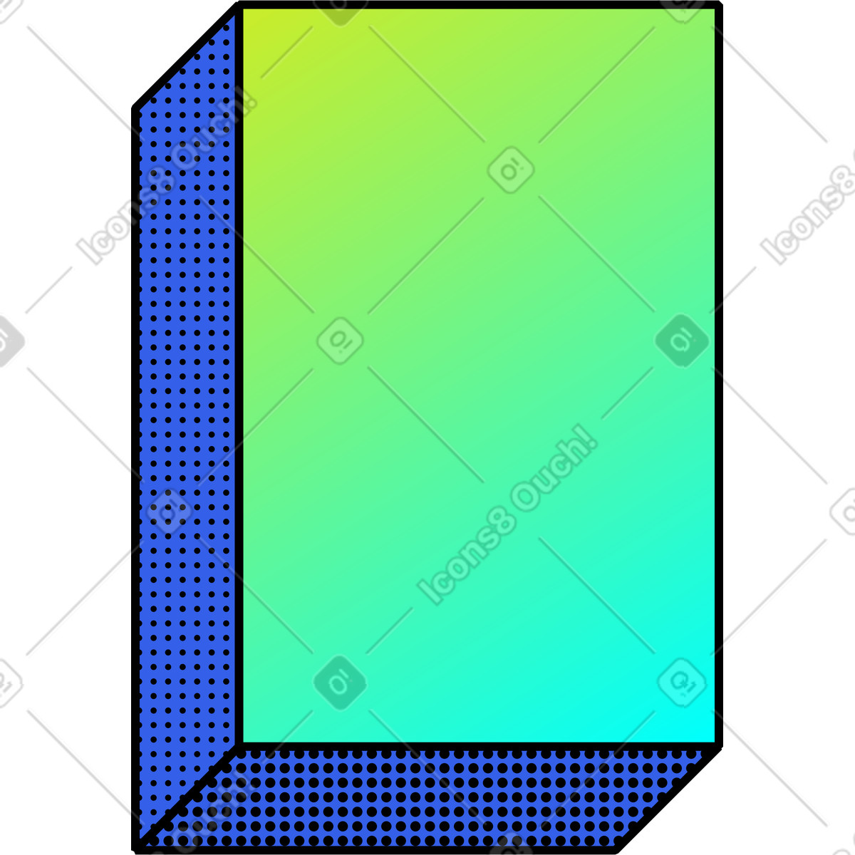 Parallelepiped illustration in Memphis style download in PNG, SVG