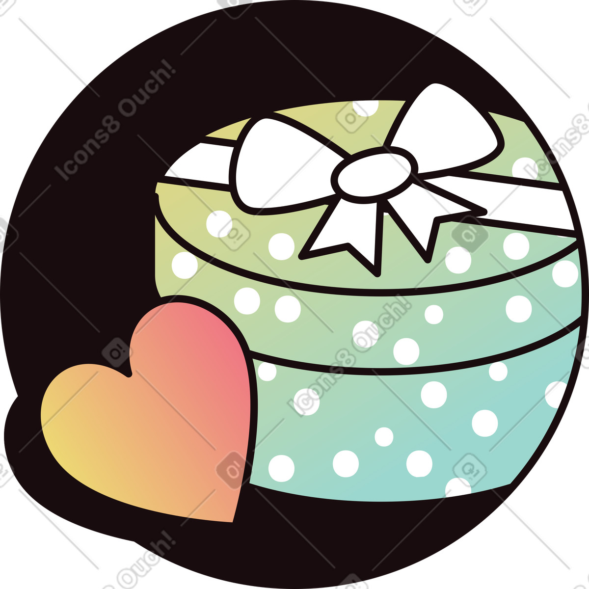 Ilustração de Ícone presente e coração em no estilo Delight para baixar em PNG, SVG