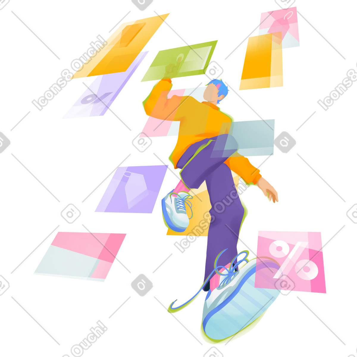 Ilustración animada Joven eligiendo la mejor oferta en venta. estilo Dynamic a descargar GIF, Lottie (JSON), AE