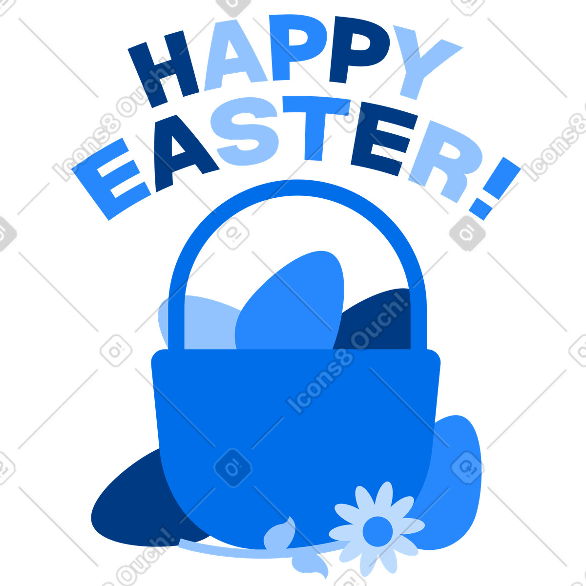 Easter basket with eggs, Holiday greeting card or festive invitation illustration in Urban style download in PNG, SVG