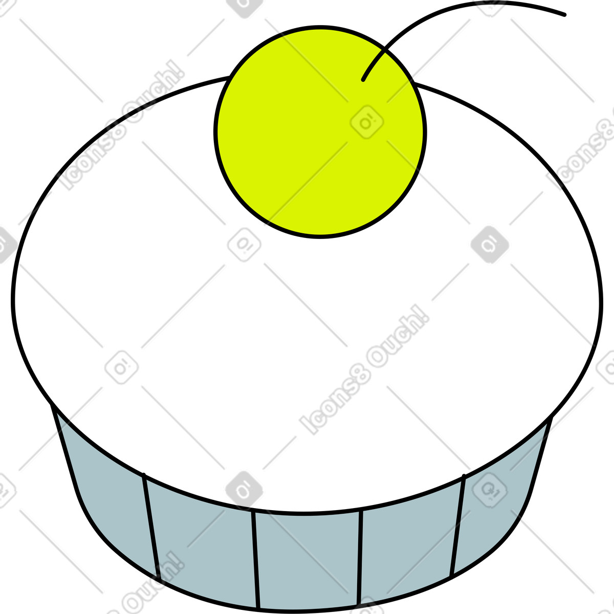 Cherry cupcake illustration in Isometric style download in PNG, SVG