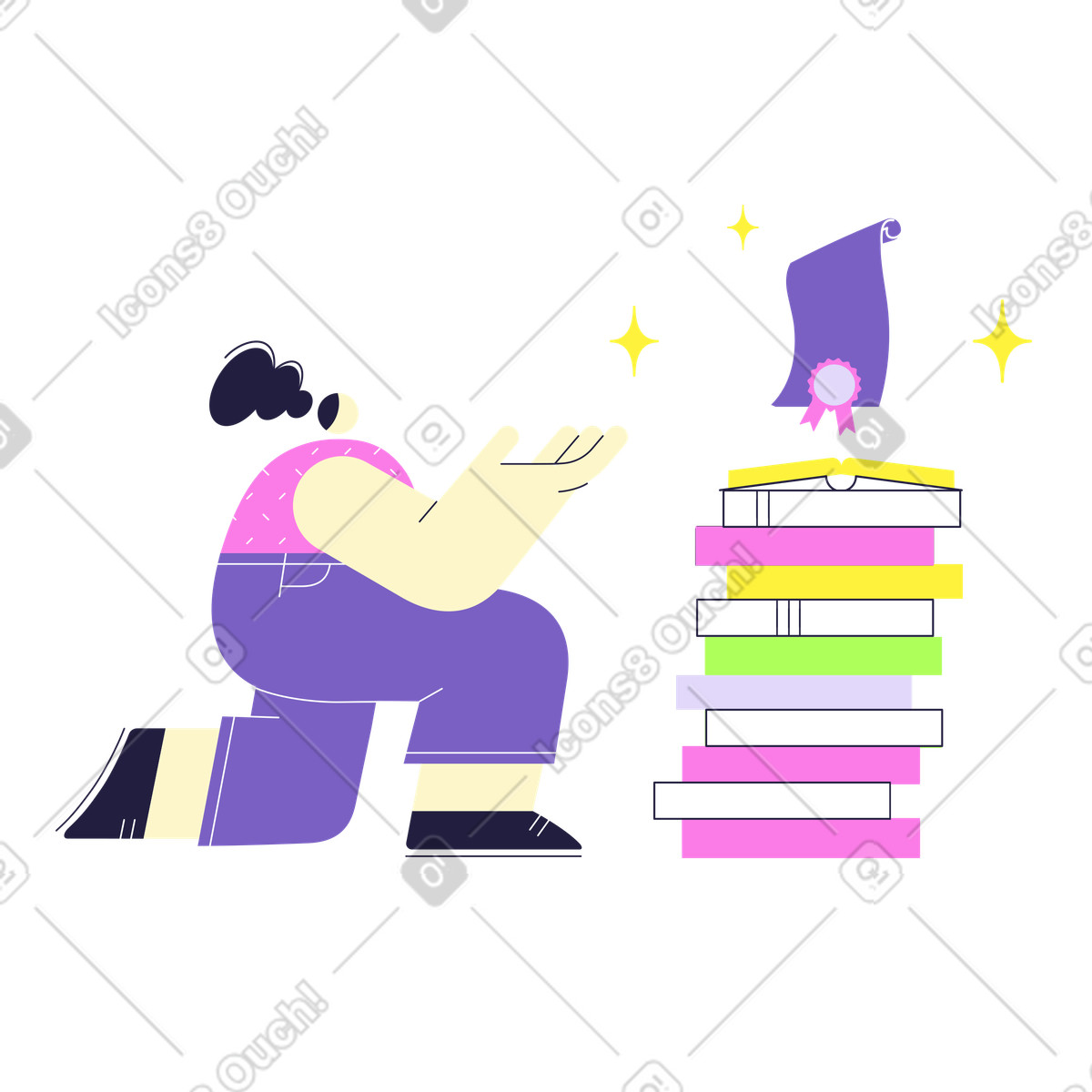 Bildung ist getan-Illustration im Mellow-Stil als Download in PNG, SVG