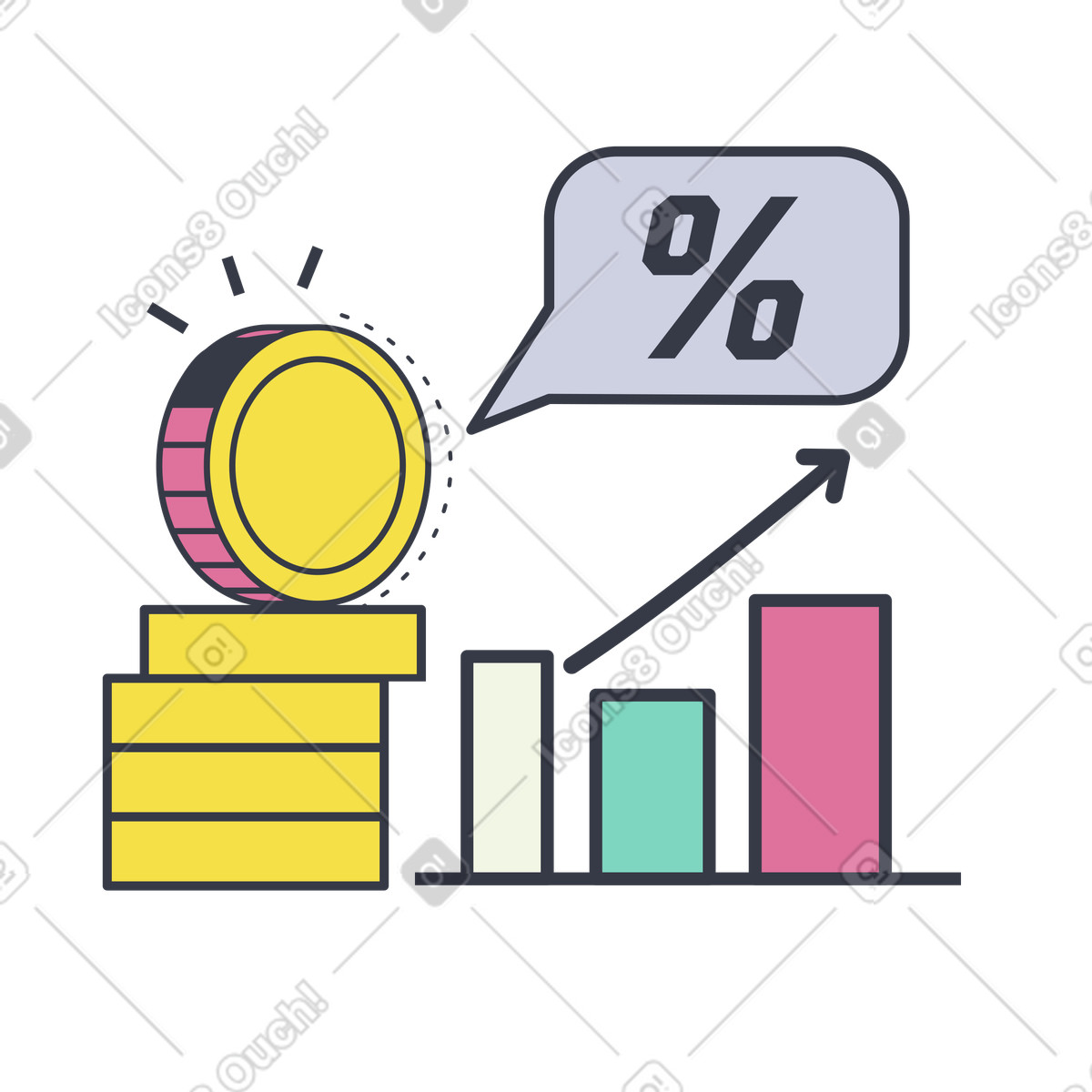 Ilustración Crecimiento de capital y aumento acciones en estilo Abstract a descargar en PNG SVG