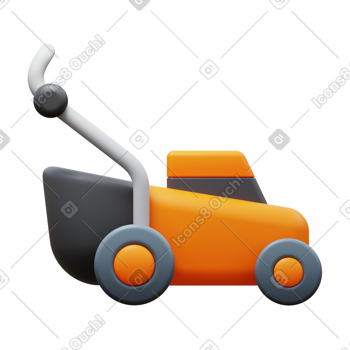 Lawn mower illustration in 3D Fluency style download in PNG, SVG