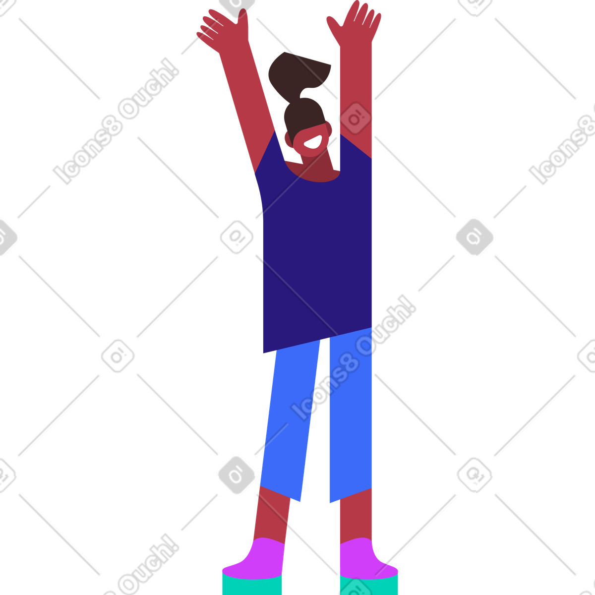 Illustration Femme heureuse avec les mains levées dans le style Basic à télécharger aux formats PNG, SVG