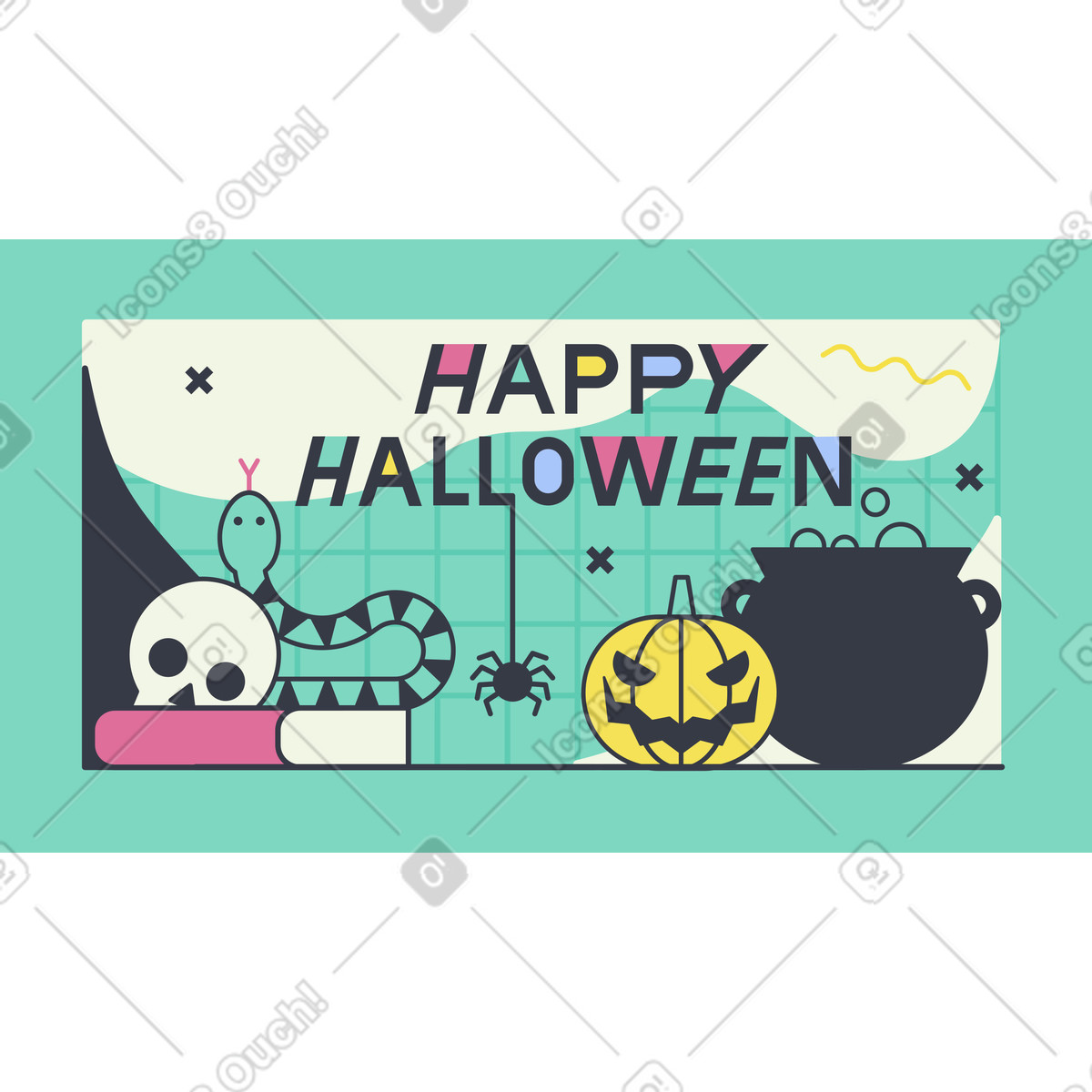 Иллюстрация Надпись happy halloween с магическими элементами в стиле Abstract — скачать в форматах PNG, SVG