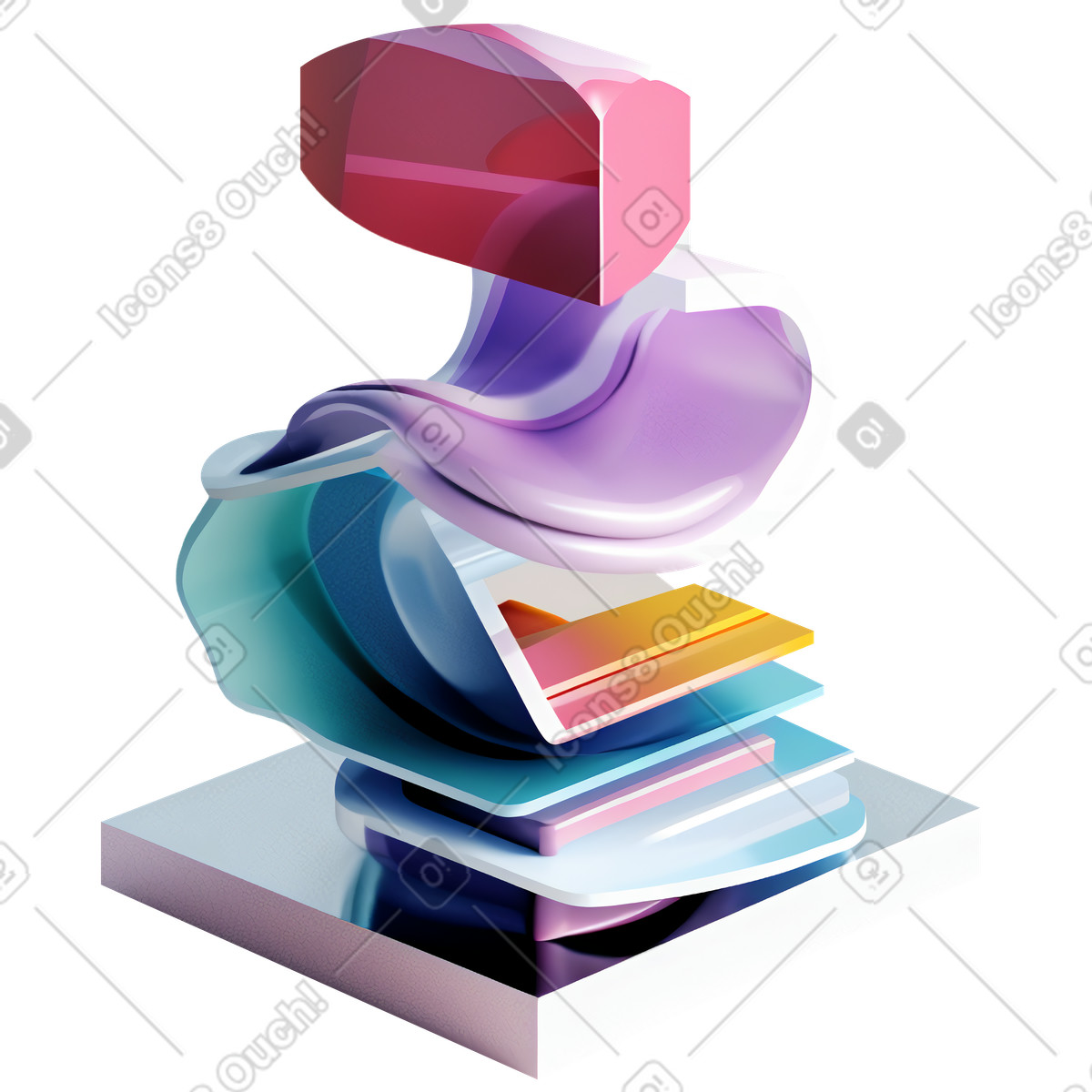 Abstract fluid composition illustration featuring swirls clipart in PNG, SVG, GIF