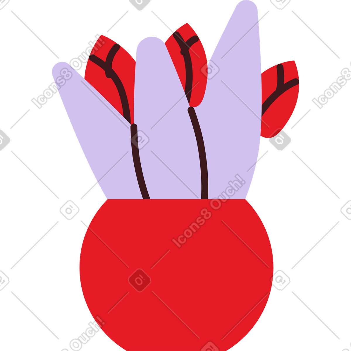 Illustration Vase avec des tulipes dans le style Folks à télécharger aux formats PNG, SVG