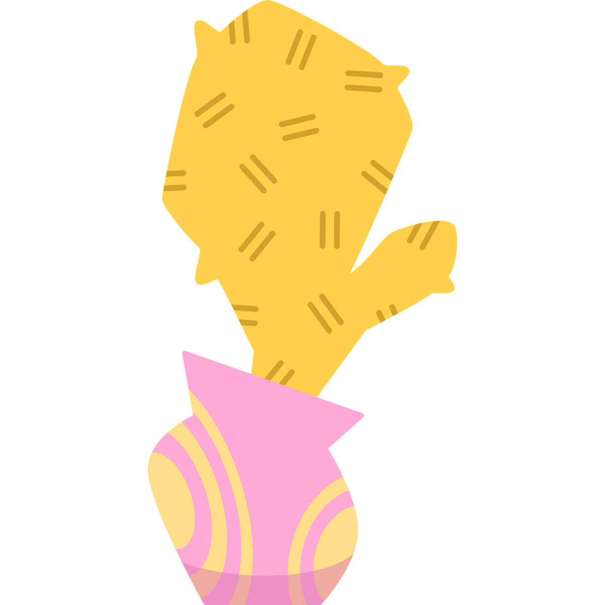 Cactus giallo in vaso rosa illustrazione stile Bouncy scarica PNG, SVG