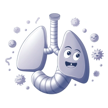 A friendly, cartoon-style trachea illustration for a children's educational book