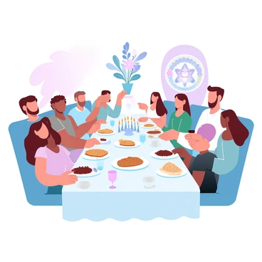 A large gathering of friends and family for a Passover celebration