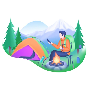 A hiker using induction charging for gadgets at a campsite