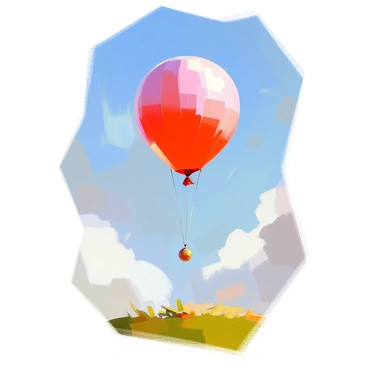 A lone balloon floating upward with a small weight tied to its string