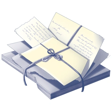 An antique bundle of love letters tied with a faded ribbon