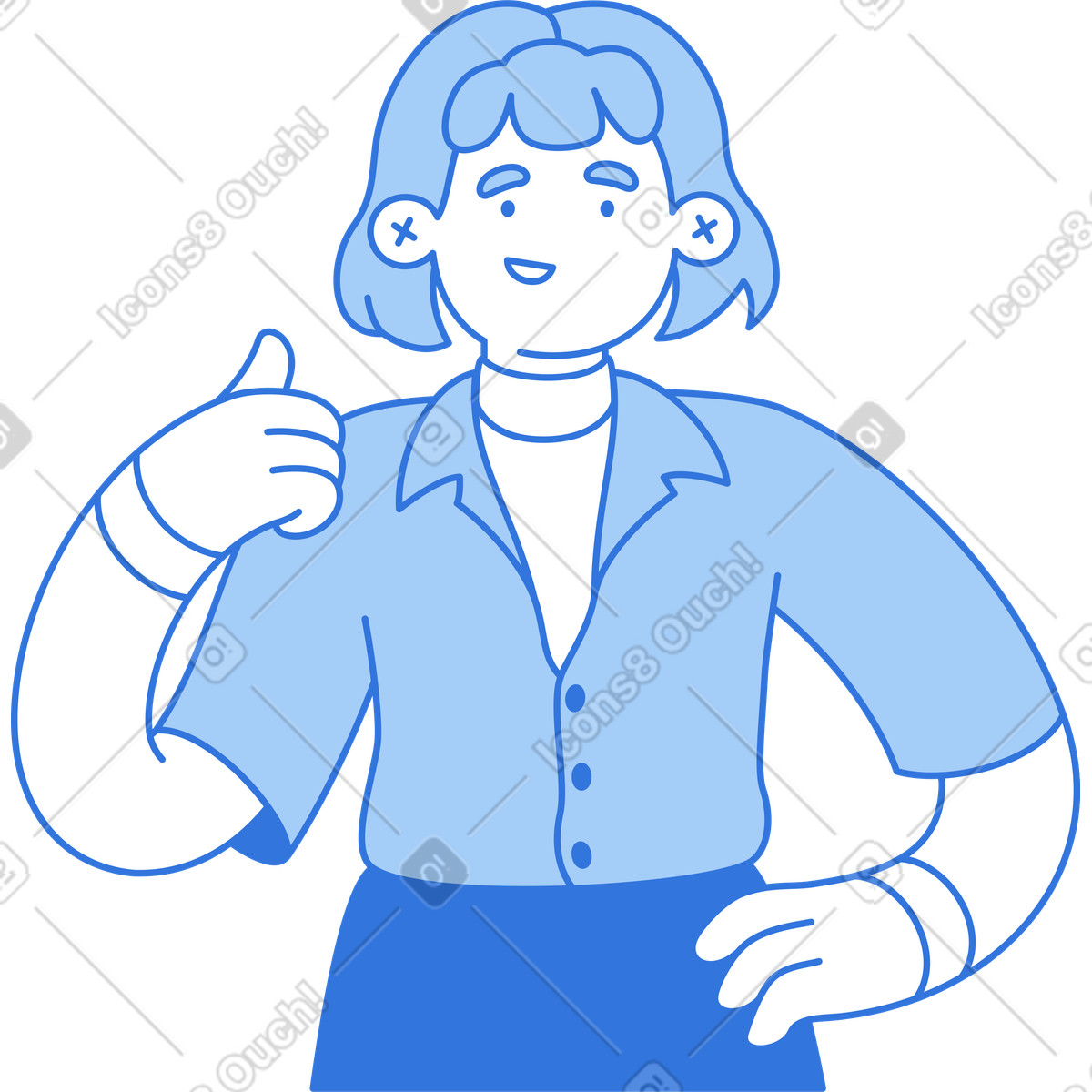 下载 Sky 风格的 竖起大拇指的女人 插画，支持 PNG、SVG 格式