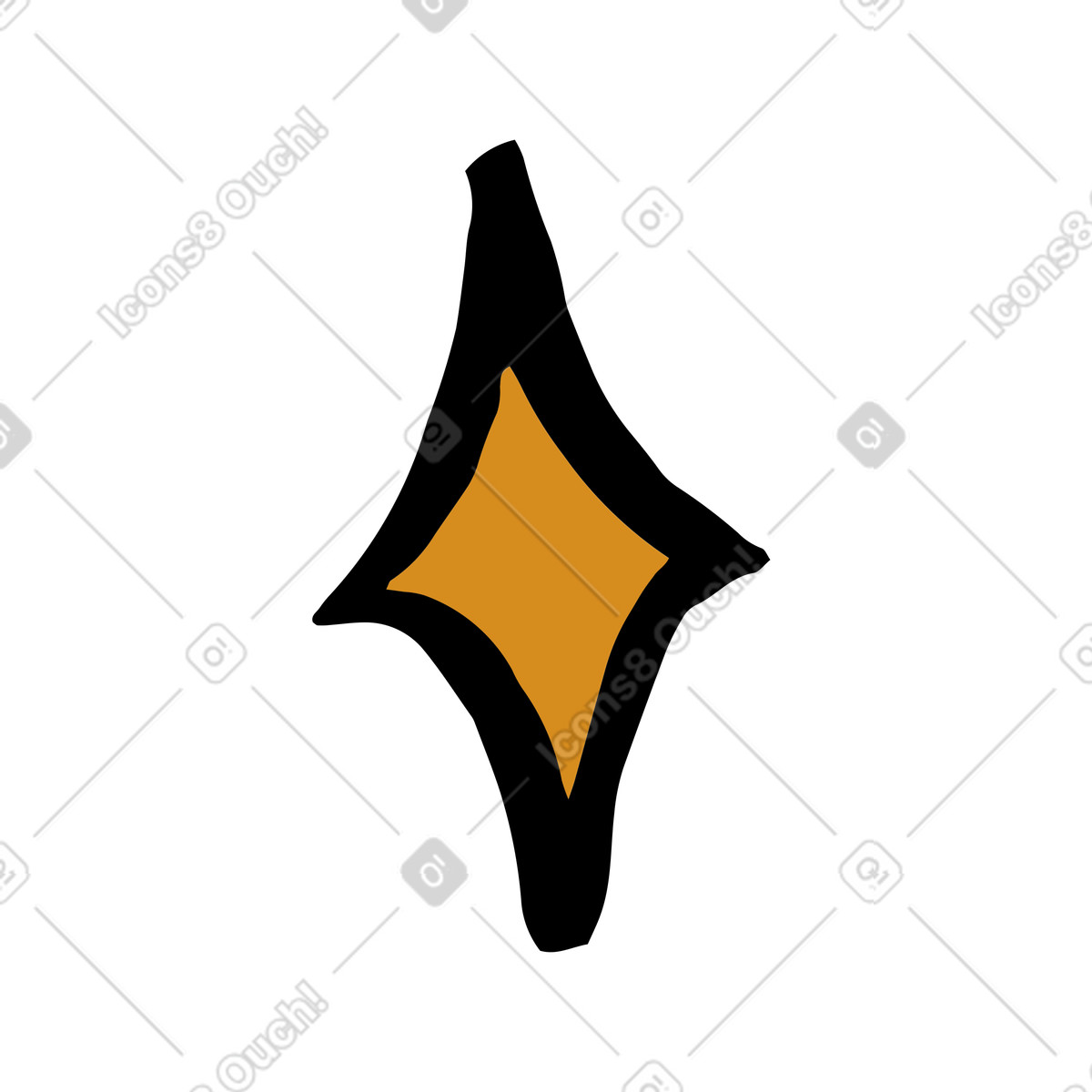 Simple golden star spark illustration in Scandi style download in PNG, SVG