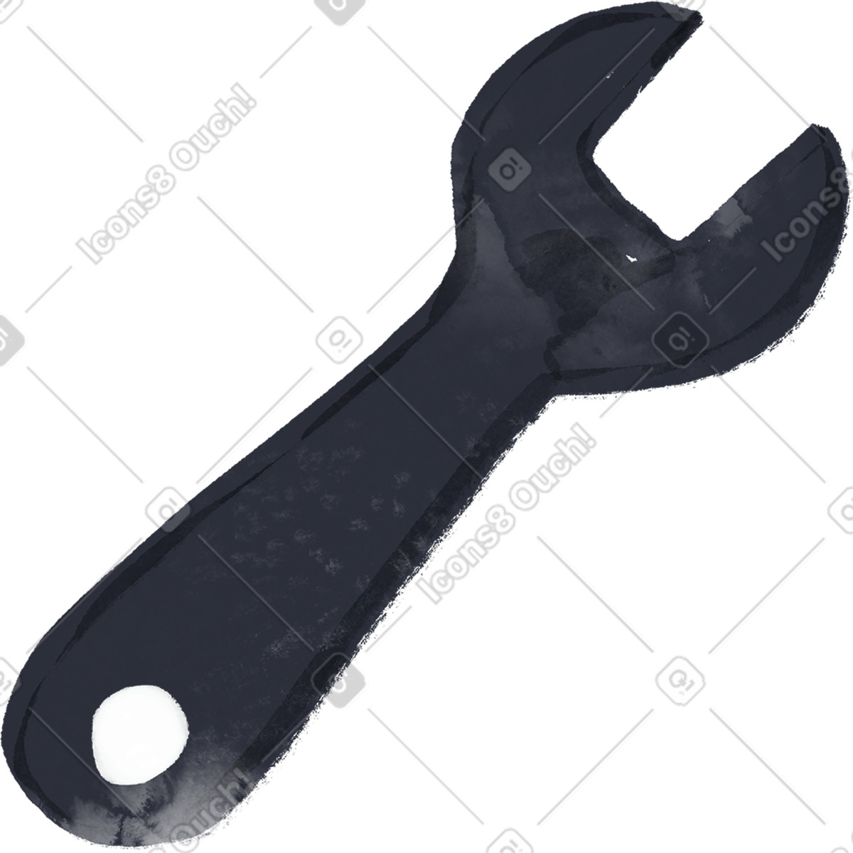Black wrench illustrazione in stile Inky scarica in PNG, SVG