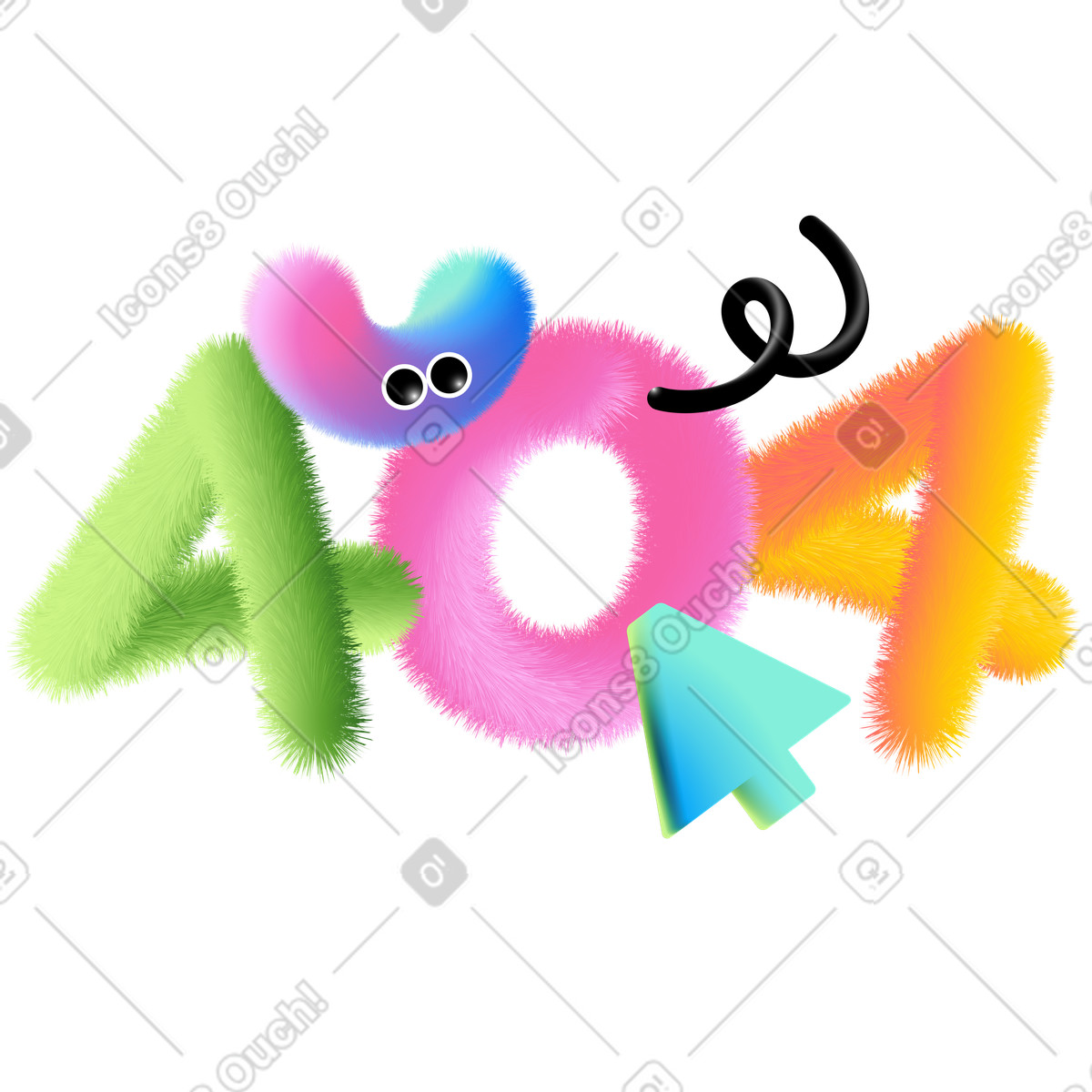 Lettering Error 404 with arrow and fluffy arc text illustration in PNG, SVG