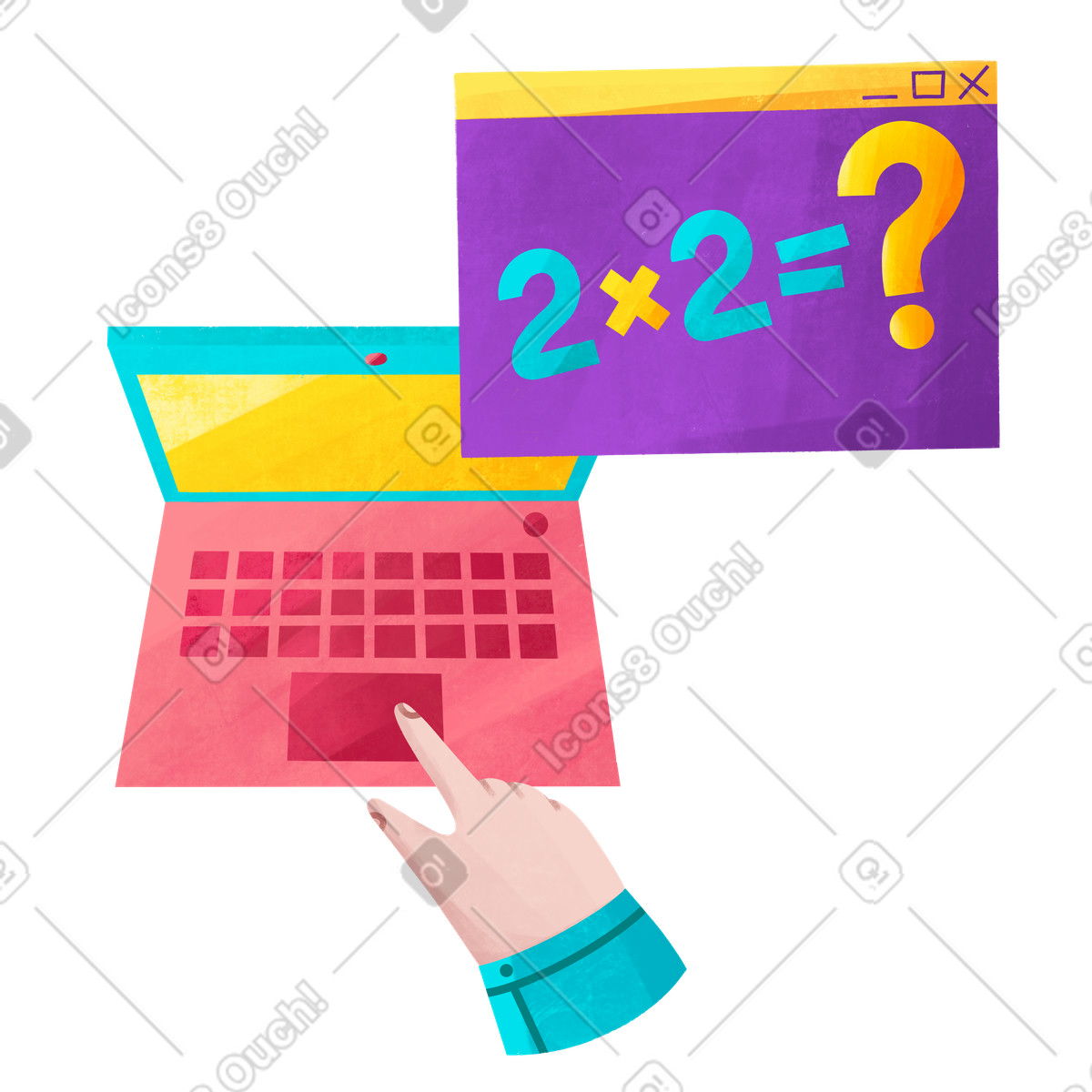 Illustration Éducation en ligne : la multiplication cours de mathématiques dans le style Bonbon à télécharger aux formats PNG, SVG
