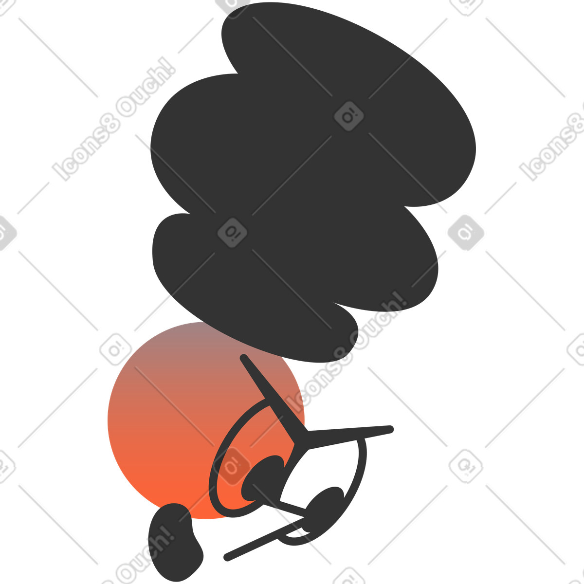 Ilustración Cabeza enojada en estilo Crayon a descargar en PNG y SVG