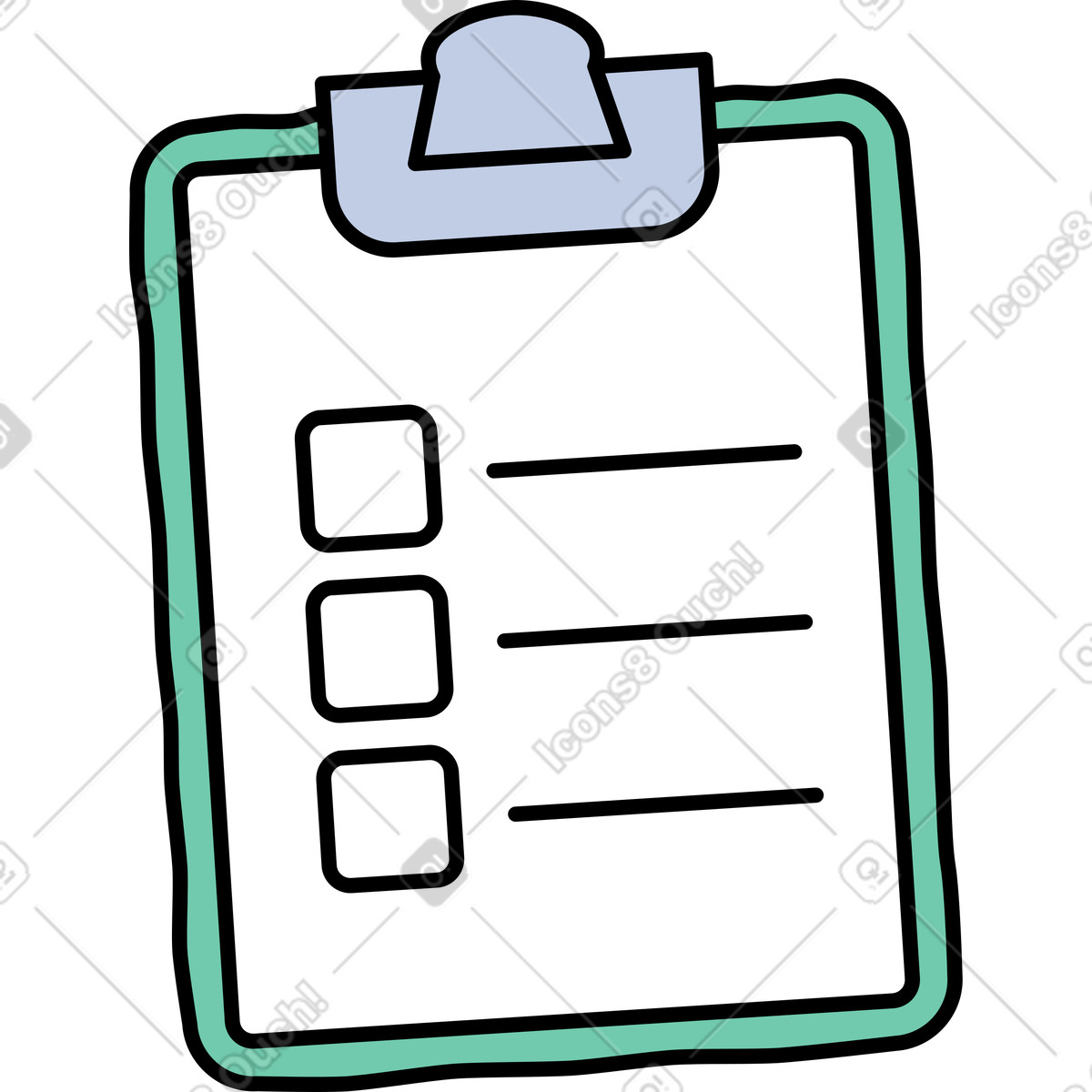 Zwischenablage mit liste-Illustration im Notes-Stil als Download in PNG, SVG