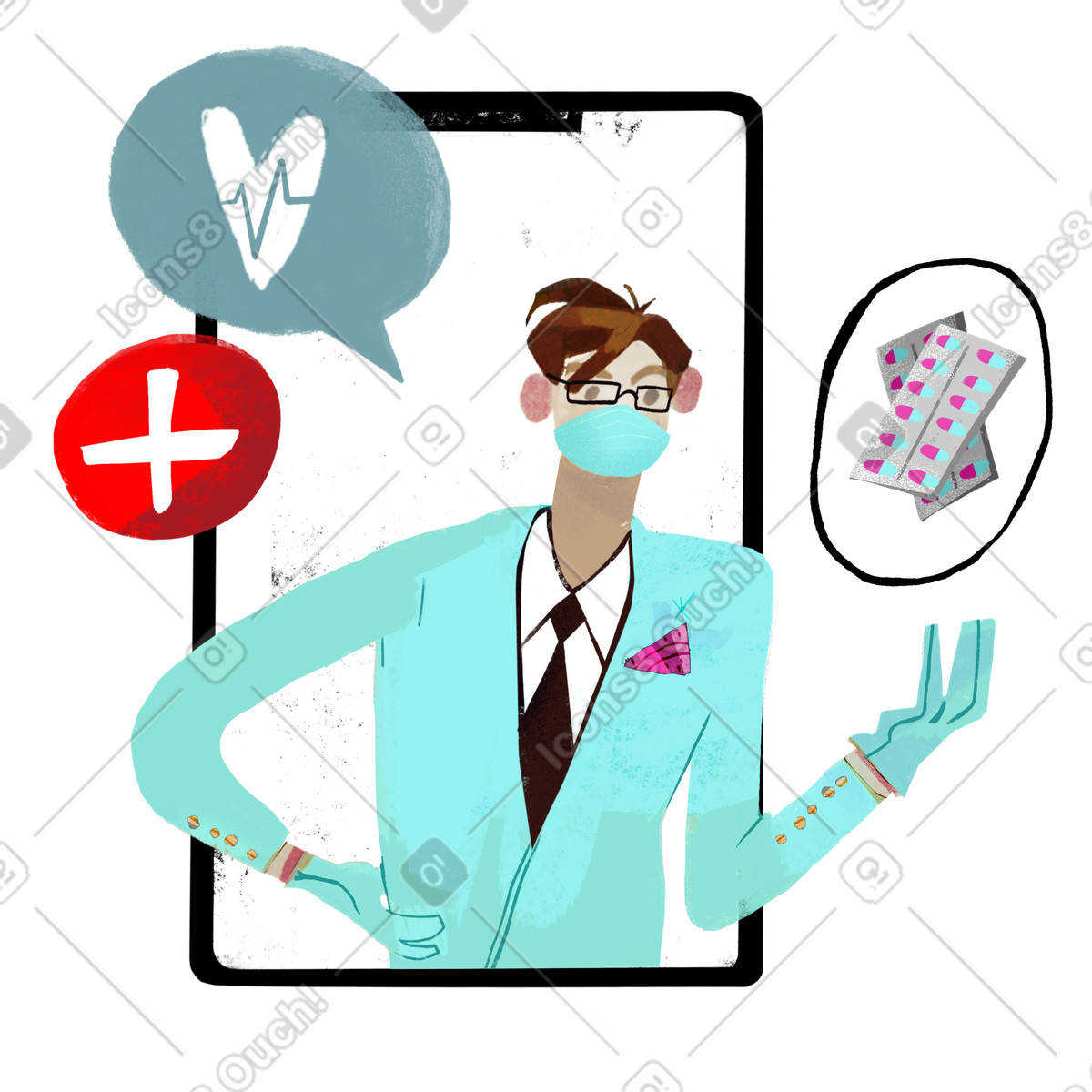 Ilustração de Consulta médica online em no estilo Fabulous para baixar em PNG, SVG